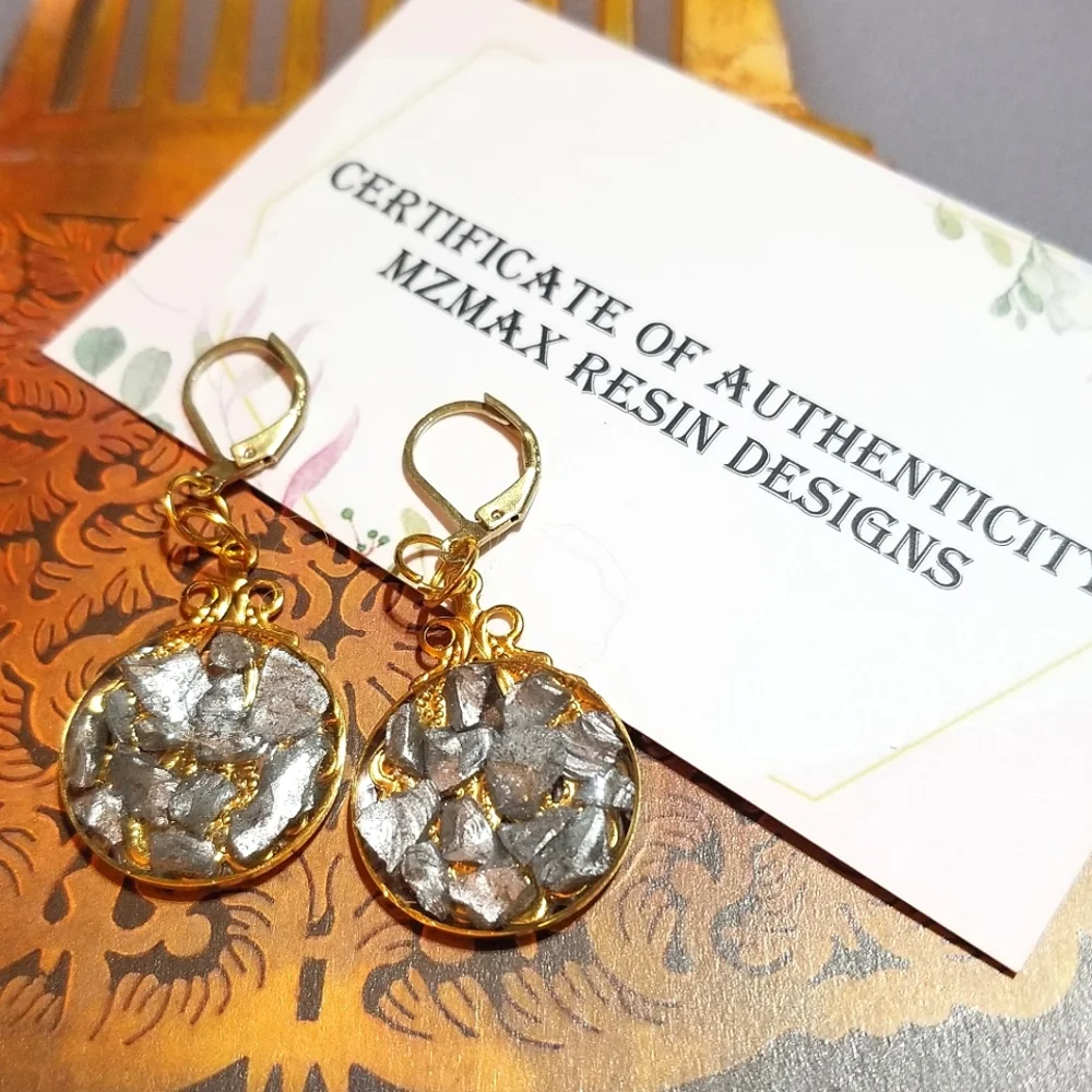 SILVER GOLD COMBO MzMax Resin Designs Dangle Earrings - Picture 8 of 8